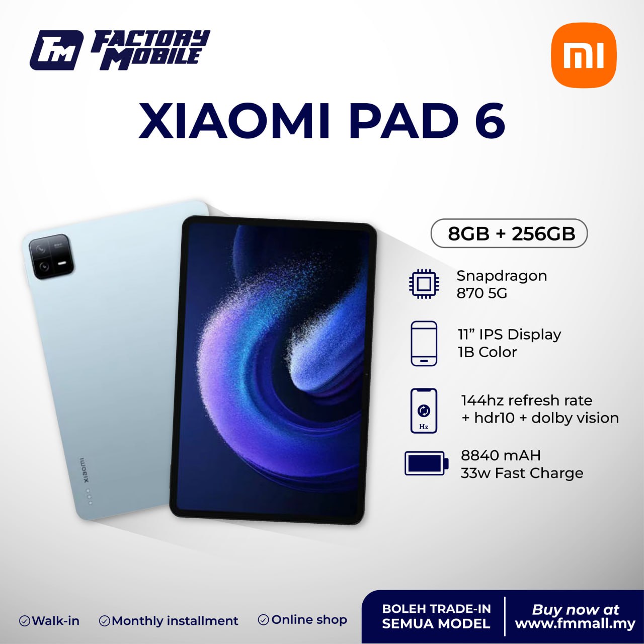 Tablet Xiaomi Mi Pad 6 11 8Gb 256Gb WIFI Gold